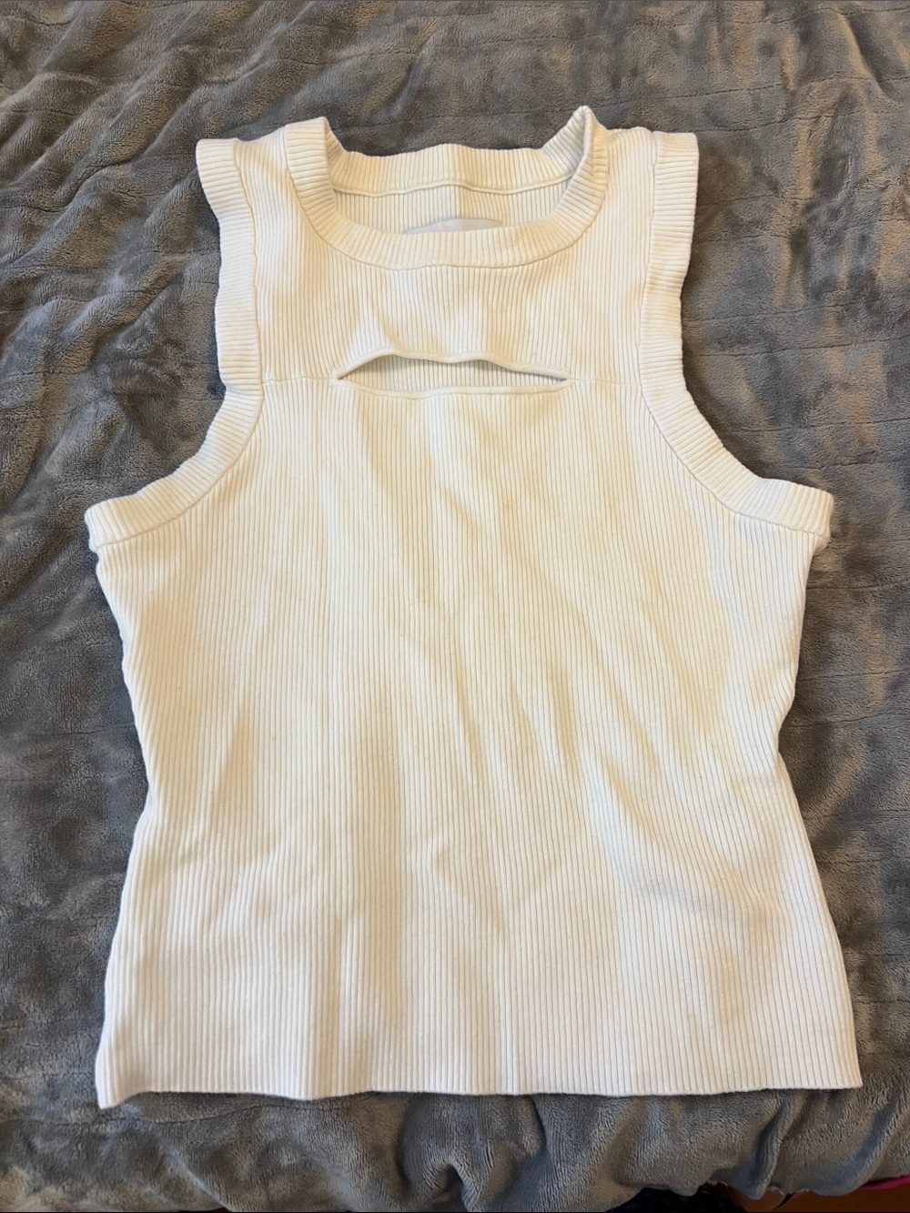 pistola White Ribbed Cutout Tank size large